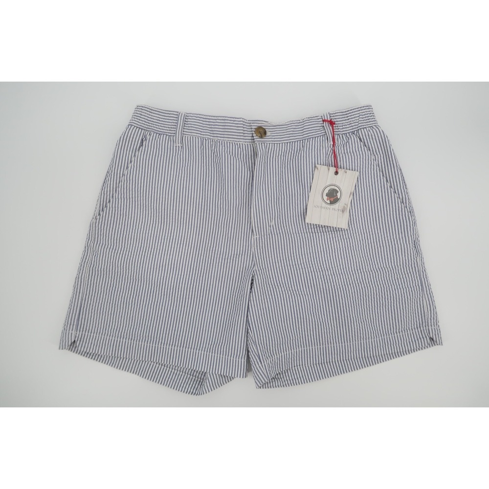 Southern Proper Men's XL Seersucker Shorts Blue White Striped Chino NWT